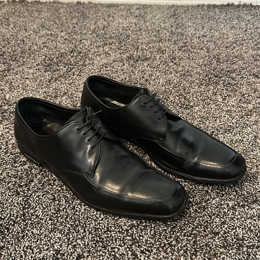 Ⓜ️ Men’s Vintage Prada Milano Classic Black Leather Shoes
